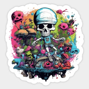 Luminous Bones: Psychedelic Skeleton Sticker